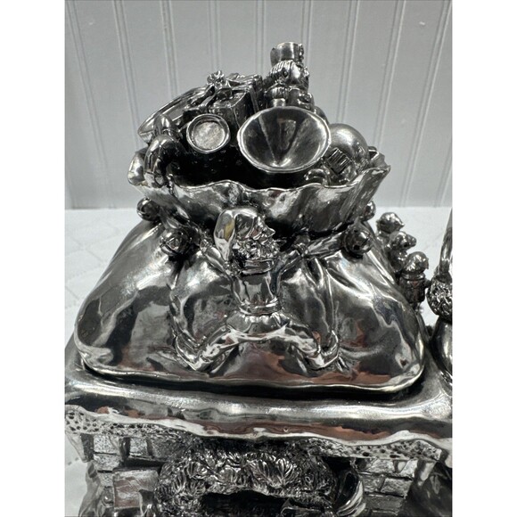 Silver Plated Santa And Chimney Candy Dish. Great Addition To Your Holiday Decor - Picture 4 of 16